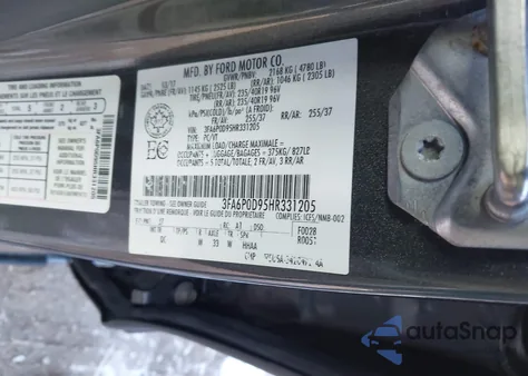 2017 Ford Fusion Platinum z USA, uszkodzony, nr VIN 3FA6P0D95HR331205